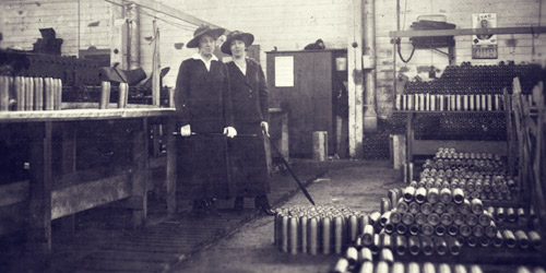 With many men at the front, women stepped up to "do their bit" on farms and in factories such as this munitions plant.
